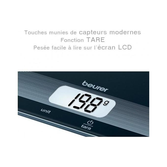 Beurer KS19 Bilancia da Cucina Elettronica 5 Kg precisione 1 g Display LCD Funzione Tara colore Nero