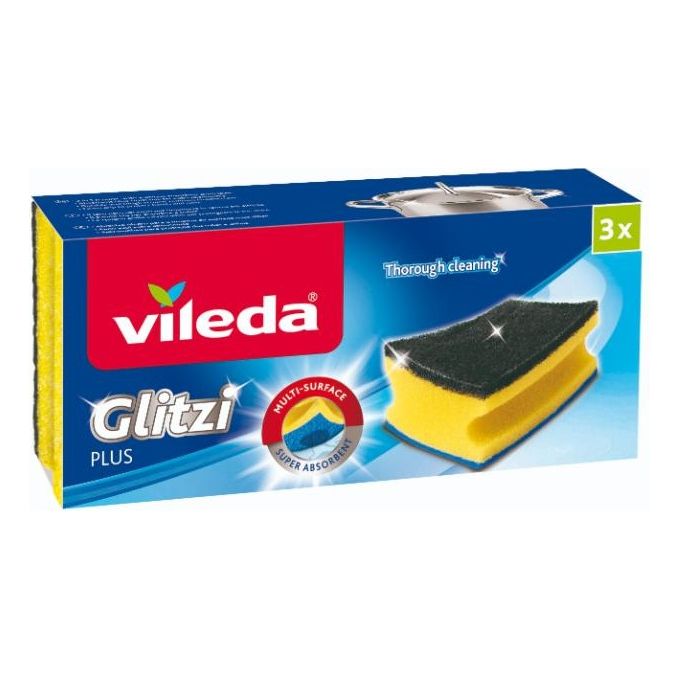 Vileda Glitzi Plus Spugna da Cucina - 3 Pezzi