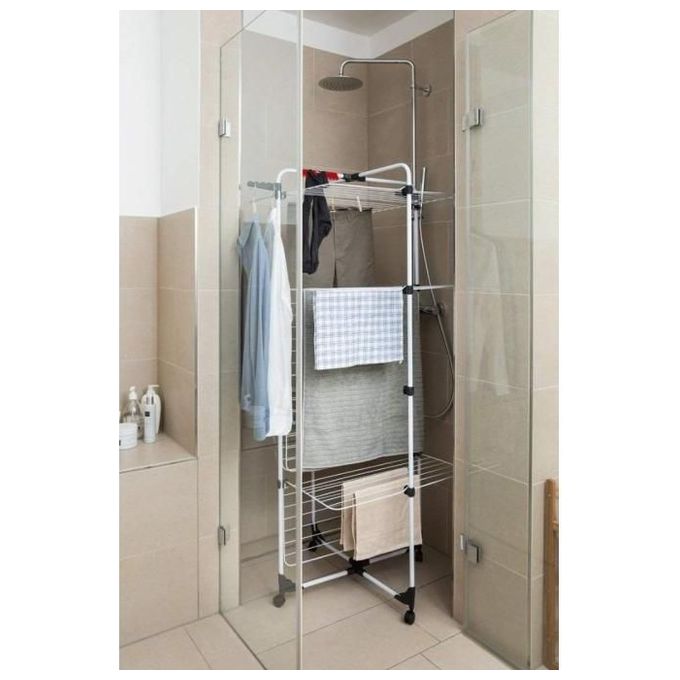 Vileda Mixer 4 Stendibiancheria a Torre con 4 Ripiani e Ruote in Metallo Bianco 71x71x169 cm per Uso Universale e Flessibile