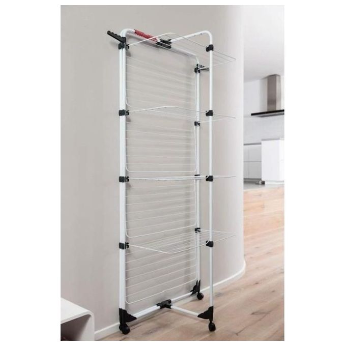 Vileda Mixer 4 Stendibiancheria a Torre con 4 Ripiani e Ruote in Metallo Bianco 71x71x169 cm per Uso Universale e Flessibile