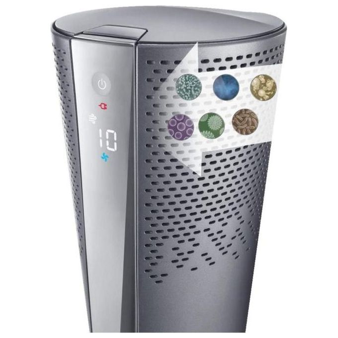 De'Longhi HFX85W20C - Purificatore d'aria per ambienti fino a 30 m², filtrazione HEPA, 60 dB, funzione riscaldamento-ventilazione, termostato digitale e telecomando, Bianco