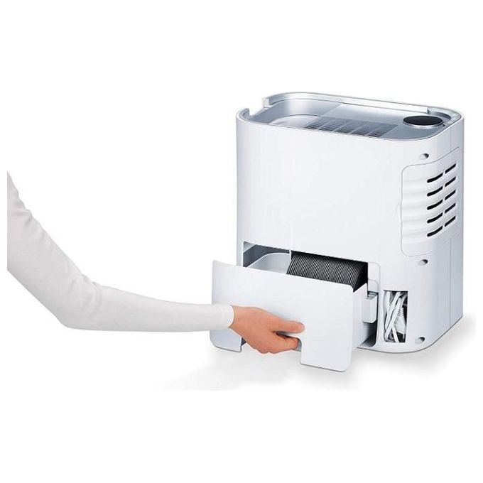 Beurer LR 330 - Purificatore d'aria per ambienti fino a 35 m², tecnologia 3‑strati (prefiltro + HEPA + carbone attivo), silenziosita' 20-50 dB, funzioni principali: umidificatore integrato 4,6 L, timer, modalita' automatica e notturna, Colore Bianco