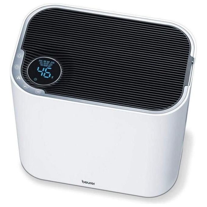 Beurer LR 330 - Purificatore d'aria per ambienti fino a 35 m², tecnologia 3‑strati (prefiltro + HEPA + carbone attivo), silenziosita' 20-50 dB, funzioni principali: umidificatore integrato 4,6 L, timer, modalita' automatica e notturna, Colore Bianco