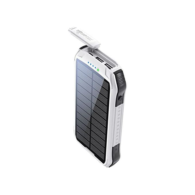 Boompods PNSWHT Neutron Solar Powerbank 10000 mAh con Pannello Solare e Torcia LED 3 Porte USB (2x USB-A 1x USB-C) IPX6 colore Bianco