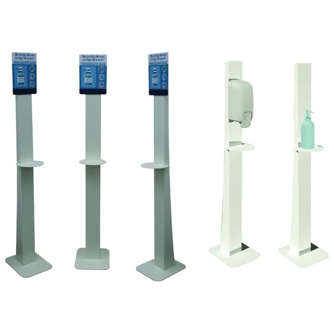 Fraschetti FRA-509675 Porta Dispenser Piantana Basic Simple in lamiera verniciata per dispenser manuale e automatico altezza 145 cm base 29x34 cm spessore 2 mm colore Bianco