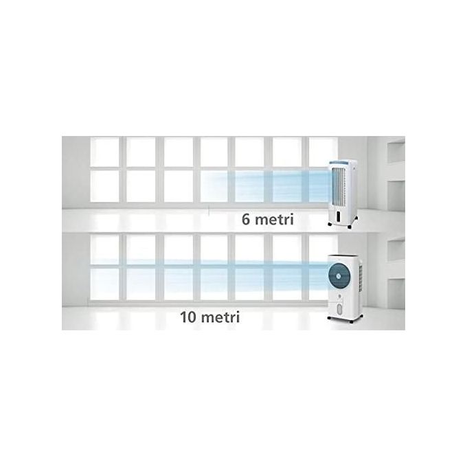 Macom 987 Power Cyclone Raffrescatore Evaporativo Portatile 60 W serbatoio 6 L per ambienti fino a 26 m² Touch Control Telecomando colore Bianco