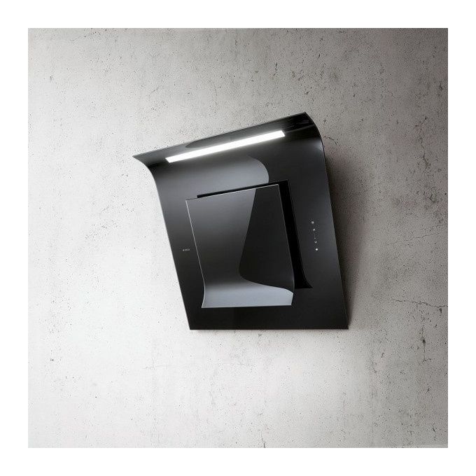 Elica PRF0010417B SINFONIA BL-F-80 - Cappa a parete filtrante 80 cm, 757 m³-h, Classe A, 61 dB, Controllo touch 3 velocita' + intensiva, Filtro antigrasso in alluminio, Illuminazione neon 2x14 W, Vetro nero
