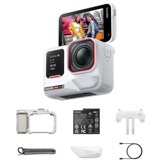 Insta360 IN-CINSBBGA-AWXB Ace Pro 2 Action Camera 8K30fps Sensore 1-1.3'' Leica Xplorer Bundle colore Bianco