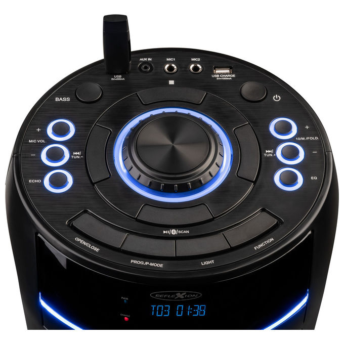 Reflexion PS10CD Altoparlante Portatile con Bluetooth 5.0 CD Radio FM 480 W colore Nero