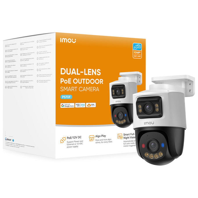 Imou IPC-PS70FP-10M0 PS70F Telecamera IP PoE Doppio Obiettivo 10MP Esterno Pan Tilt AI Sirena 110dB Visione Notturna 30m colore Bianco