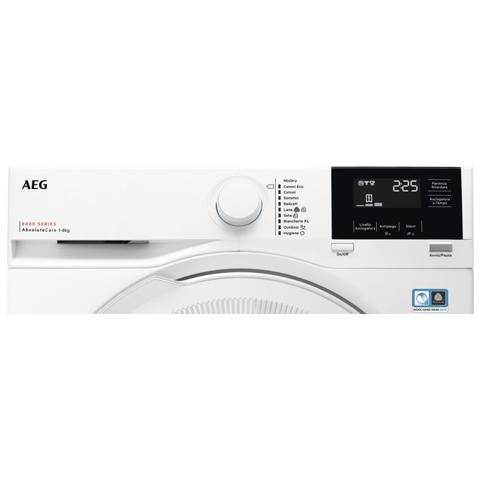 AEG TR8G83GW Serie 8000 Asciugatrice Pompa di Calore 8 Kg Classe A+++ AbsoluteCare Motore Inverter (85x59.6x63.8 cm) colore Bianco