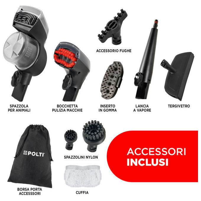 Polti PTEU0327 StainOver Pet SC40 Smacchiatore a Vapore 4 in 1 con Funzione Aspirazione e Vapore 1.6 L 14900 Pa Spazzola Pet + 9 Accessori colore Blu Scuro