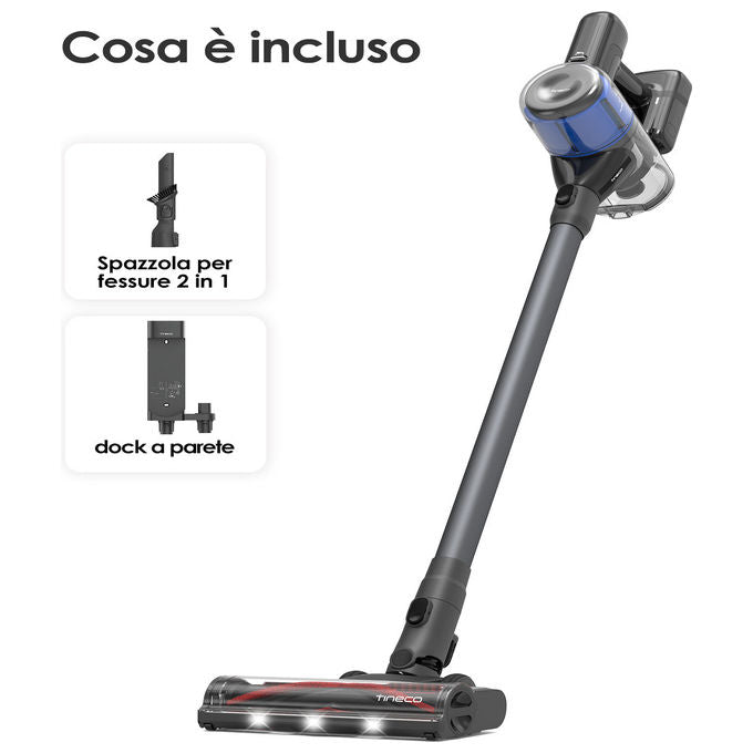 Tineco Pure One S30, aspirapolvere senza fili, 150AW, spazzola ZeroTangle, autonomia 65 minuti, filtrazione 6 stadi, dock a parete