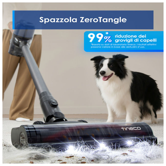 Tineco Pure One S30, aspirapolvere senza fili, 150AW, spazzola ZeroTangle, autonomia 65 minuti, filtrazione 6 stadi, dock a parete