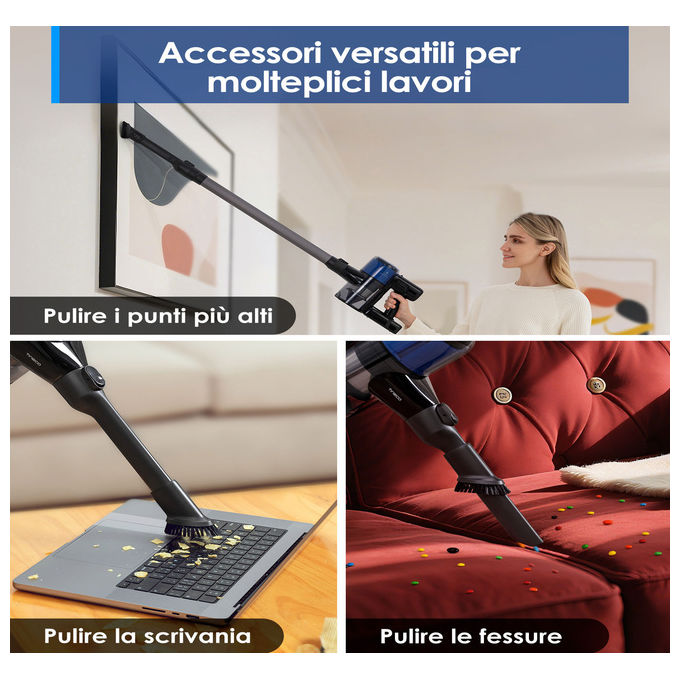Tineco Pure One S30, aspirapolvere senza fili, 150AW, spazzola ZeroTangle, autonomia 65 minuti, filtrazione 6 stadi, dock a parete