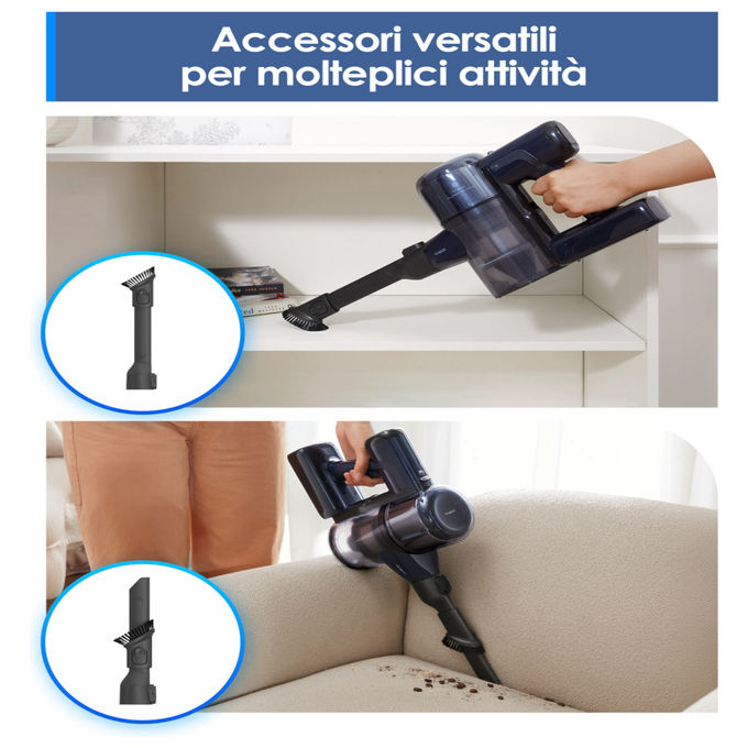 Tineco Pure One S50, aspirapolvere senza fili, 150 AW, autonomia 95 min, spazzola ZeroTangle, sistema ClogLess, blu scuro