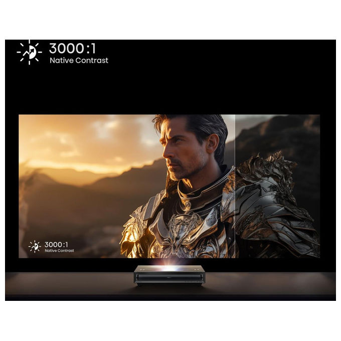 Hisense PX3 Proiettore Laser Ultra Corto 4K UHD 2800 ANSI lumen HDR10+ Dolby Atmos Smart TV VIDAA colore Nero