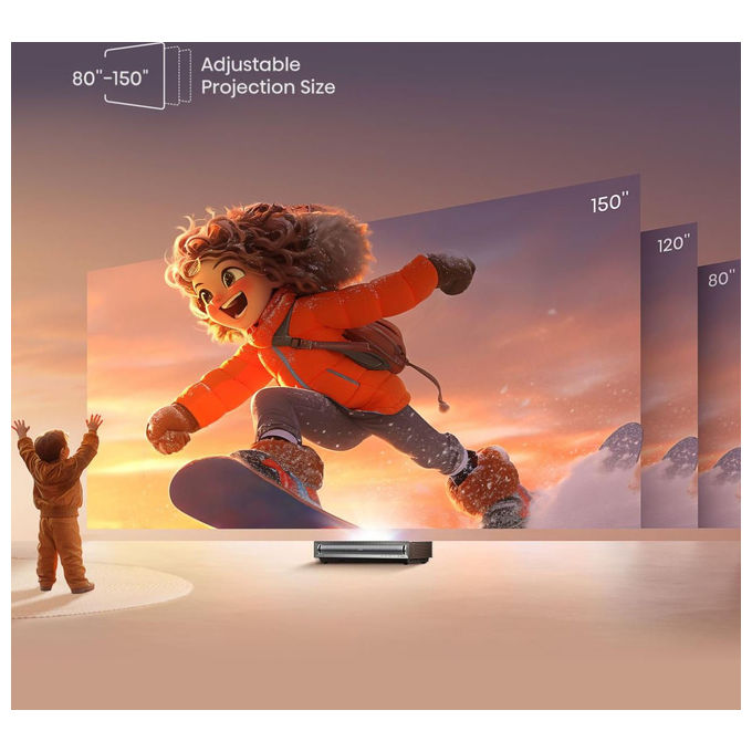 Hisense PX3 Proiettore Laser Ultra Corto 4K UHD 2800 ANSI lumen HDR10+ Dolby Atmos Smart TV VIDAA colore Nero