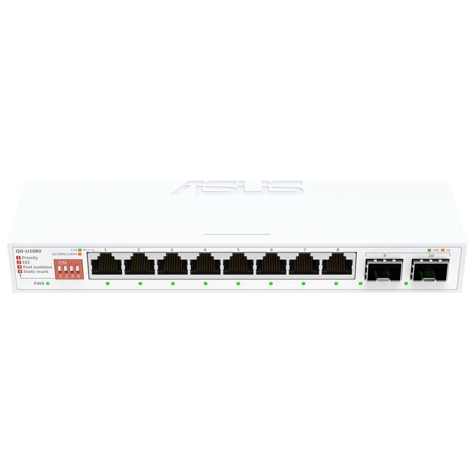 ASUS switch non gestito QG-U1080, 8 porte 2.5G Ethernet, 2 porte SFP+ 10G, Plug and Play, bianco