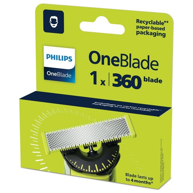 Philips QP410-50 OneBlade 360 Lama di Ricambio per Rasatura 1 Testina Lavabile colore Nero Verde