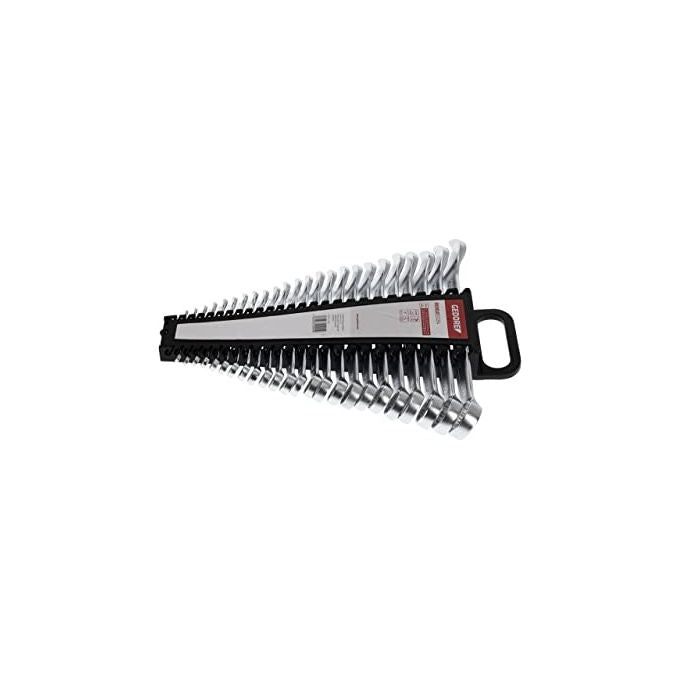 Gedore R09105024 Set di Chiavi Combinata Metriche 24 Pezzi 6-32 mm Acciaio Cromo-Vanadio Finitura Cromata Opaca Satinata Angolo 15° Conforme DIN 3113 ISO 3318 ISO 7738 In Supporto colore Nero