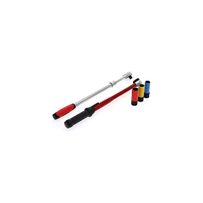 GEDORE Red 3300187 Set per cambio ruote 3 pezzi chiave dinamometrica 40-200 Nm cricchetto telescopico boccole 17 19 21 mm colore Nero-Rosso