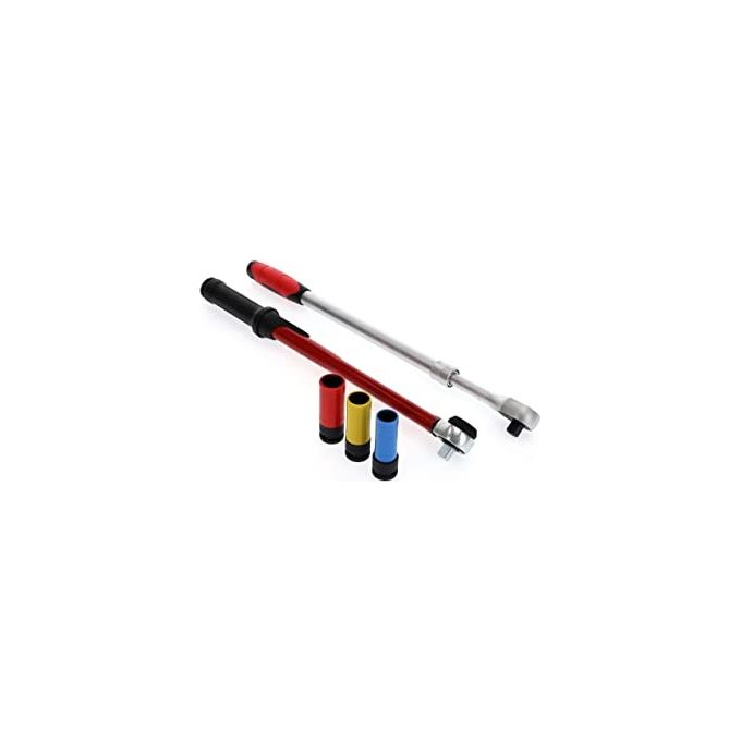 GEDORE Red 3300187 Set per cambio ruote 3 pezzi chiave dinamometrica 40-200 Nm cricchetto telescopico boccole 17 19 21 mm colore Nero-Rosso