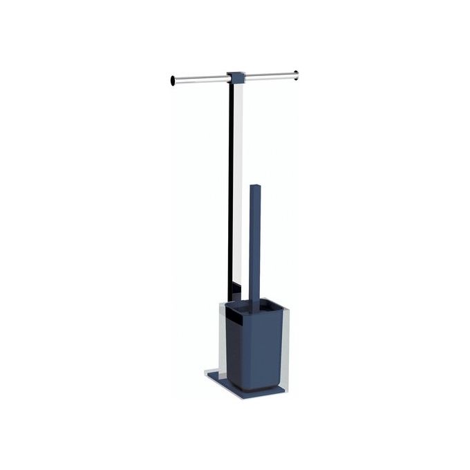 Gedy RA326500000 Rainbow Piantana Porta Rotolo con Scopino Acciaio Inox Resine Termoplastiche colore Blu Petrolio