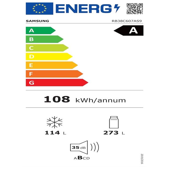 Samsung RB38C607AS9 EcoFlex AI Frigorifero Combinato 387 L 203 cm Classe A 35 dB Total No Frost Twin Cooling Plus Wi-Fi colore Inox