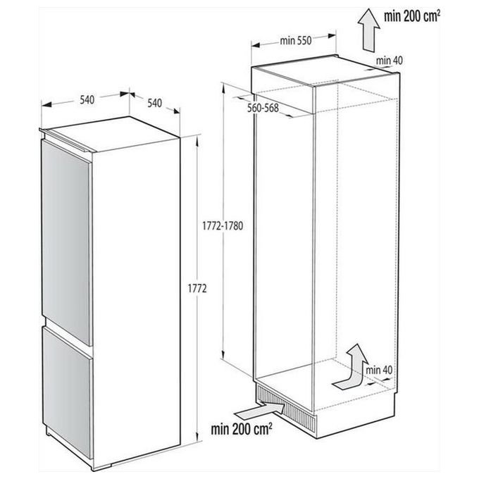 Hisense RB3B240NEWE Frigorifero Combinato da Incasso 246 L 178,6 cm Classe E No Frost 38 dB colore Bianco