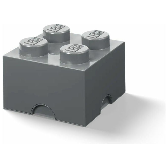 LEGO, Scatola Contenitore 4 Mattoncini, Grigio Scuro, Porta Giocattoli