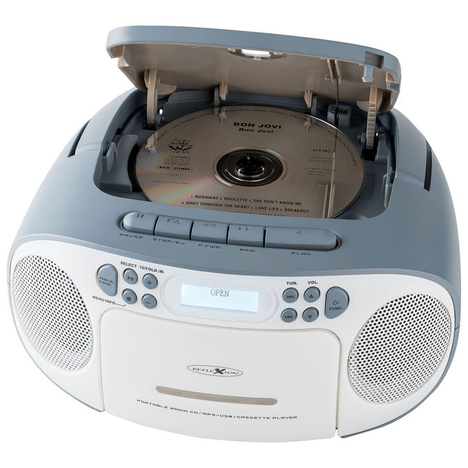 Reflexion RCR2260DAB Radio Lettore CD DAB+ FM 24 W Lettore Cassette Display LCD Blu Bianco
