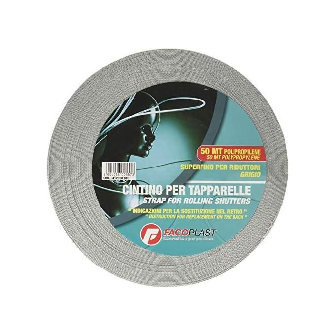 Fa.Co.Plast 0412050GTE Cintino per Tapparelle in Polipropilene 19 mm Rotolo 50 m colore Grigio
