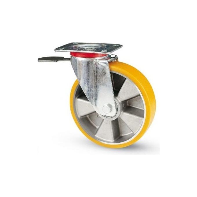 Valsecchi 6164 37BIS Ruota Industriale con Supporto Girevole e Freno in Poliuretano AVOLAN 125 mm colore Nero