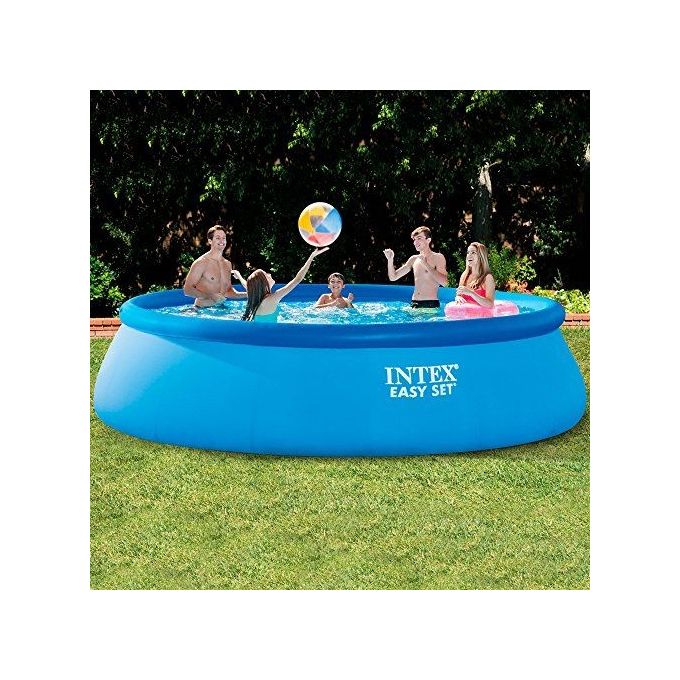 Intex 26166NP Piscina Fuori Terra Easy Set Rotonda, con Pompa Filtro 3785, Scaletta, Telo Copertura 12430, misure 457x107