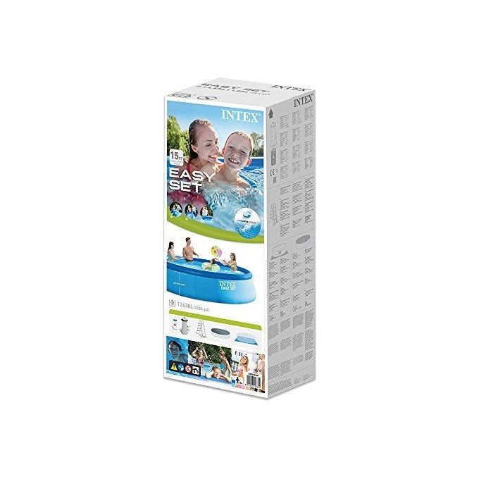 Intex 26166NP Piscina Fuori Terra Easy Set Rotonda, con Pompa Filtro 3785, Scaletta, Telo Copertura 12430, misure 457x107