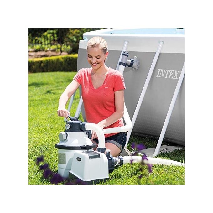 Intex Pompa a Sabbia 10000 L-H Flusso Acqua da 10.500 L-H, Flusso Sistema Da 8.000 L-H Bianco