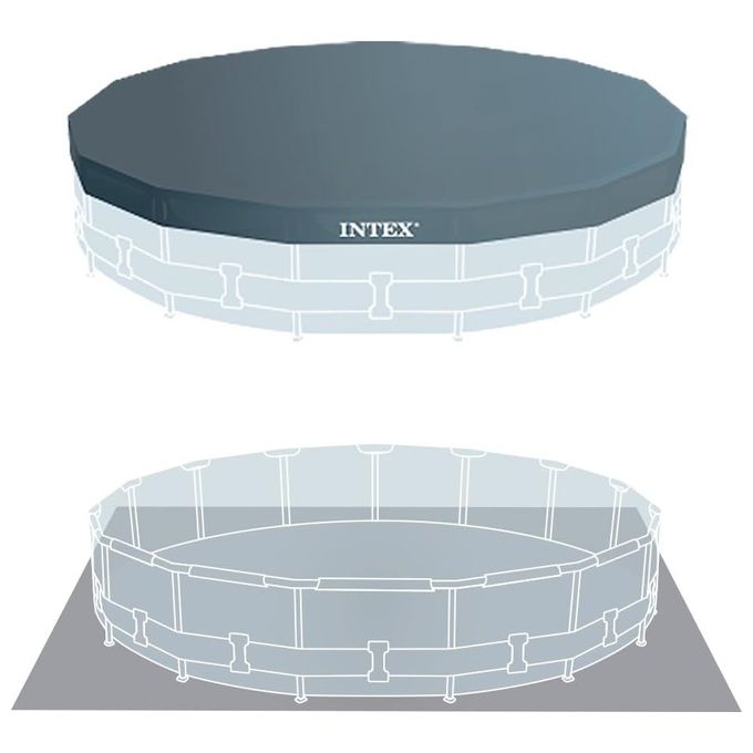 Intex 28242NP Piscina Fuori Terra 457x122 cm Metal Frame Rotonda Pompa Filtro 3785 L-h Scaletta, Telo Base e Copertura