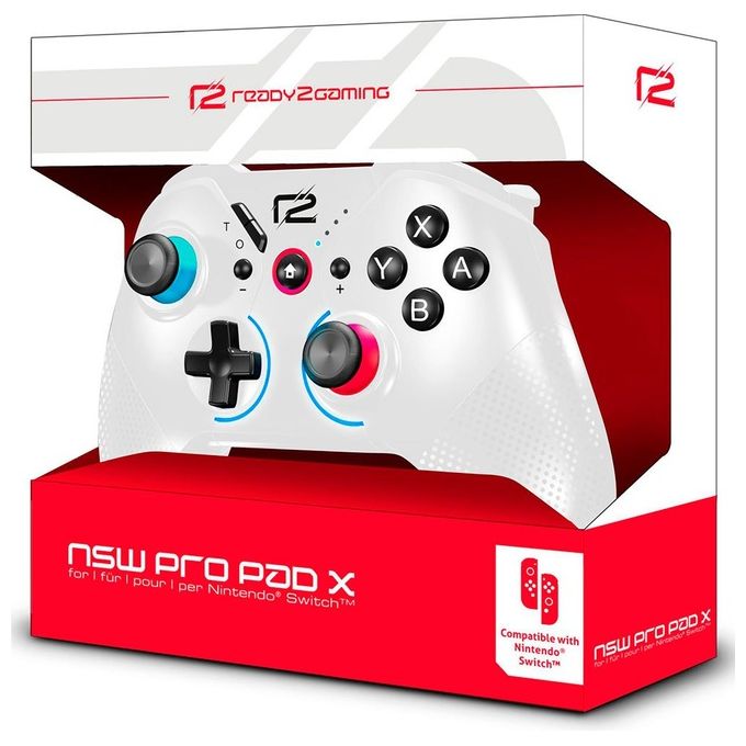 Ready2gaming NACH 5 MINUTEN INAKTIVITÄT Pro Pad X Gamepad Wireless Bluetooth 2.1 Compatibile Nintendo Switch PC Android Cavo 1m colore Bianco