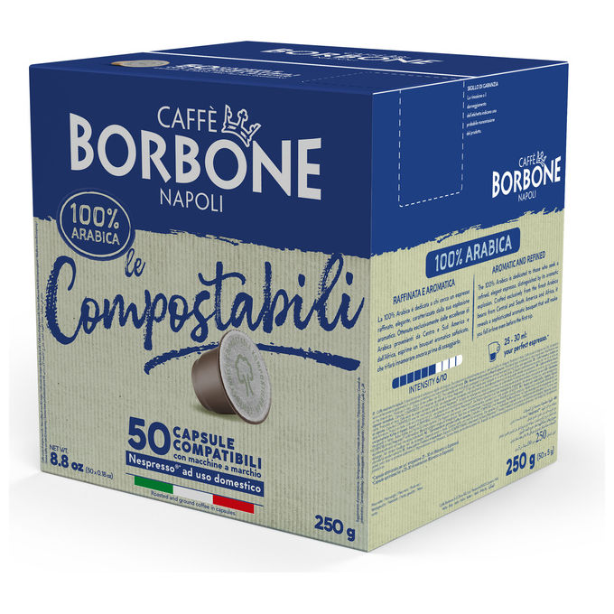 Caffe' Borbone REBARABICACOMP050N Le Compostabili Capsule Caffe' Compatibili Nespresso 100% Arabica Intensita' 6-10 50 pz