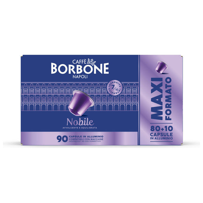 Caffe' Borbone Nobile, 90 Capsule Alluminio Compatibili Nespresso