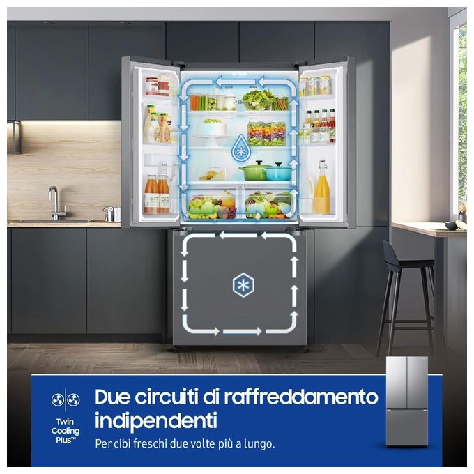 Samsung RF50C510ES9 RF5000C Frigorifero 3 Porte 496 L 177 cm Classe E 40 dB No Frost Twin Cooling Plus Wi-Fi colore Acciaio Inox