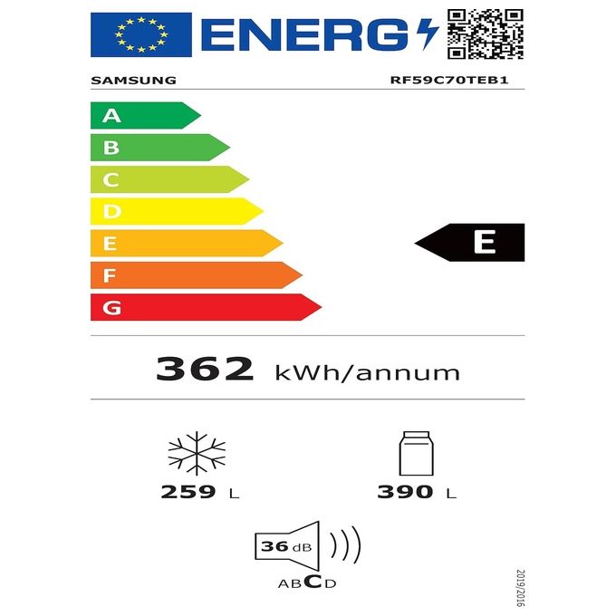 Samsung RF59C70TEB1ES Frigorifero 4 Porte 649 L 177,9 cm Classe E 36 dB WiFi Total No Frost All Around Cooling Twist Ice Maker (91,2x177,9x72,3 cm) colore Antracite