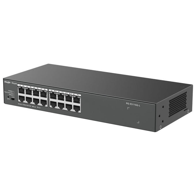 Reyee RG-ES116G-L Switch di rete Non gestito L2 16 porte RJ45 Gigabit 10-100-1000 Mbps Metallo Desktop colore Nero