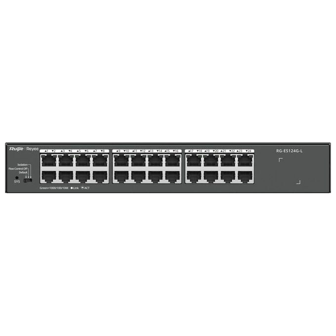 Ruijie Networks RG-ES124G-L Reyee Switch non gestito L2 24 porte Gigabit 10-100-1000 Mbps Fanless colore Nero