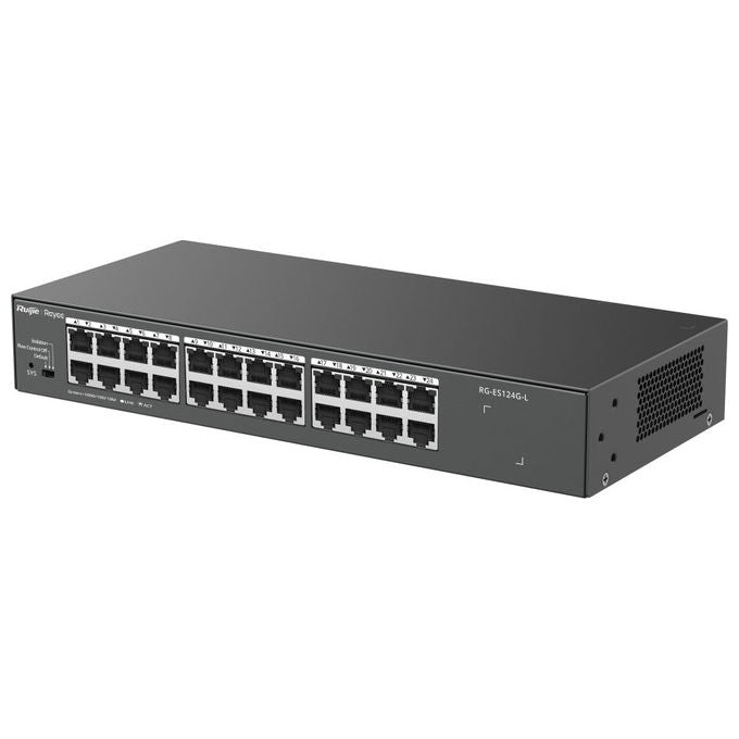 Ruijie Networks RG-ES124G-L Reyee Switch non gestito L2 24 porte Gigabit 10-100-1000 Mbps Fanless colore Nero