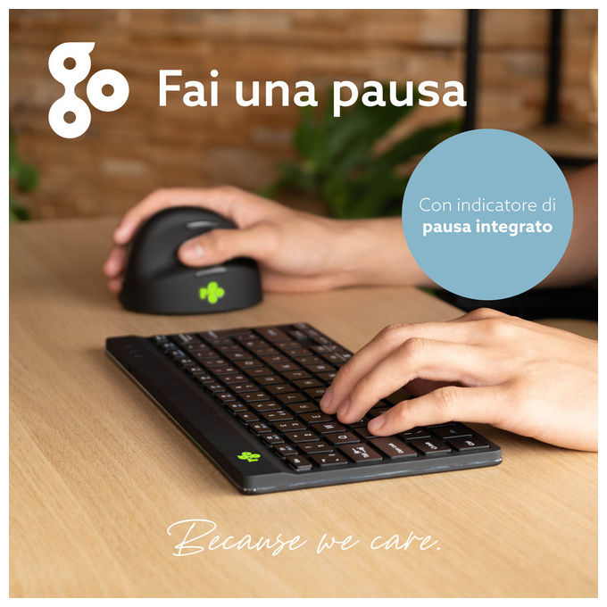 R-Go Tools, Tastiera Ergonomica Compact Break, QWERTY Italiano, USB Nera