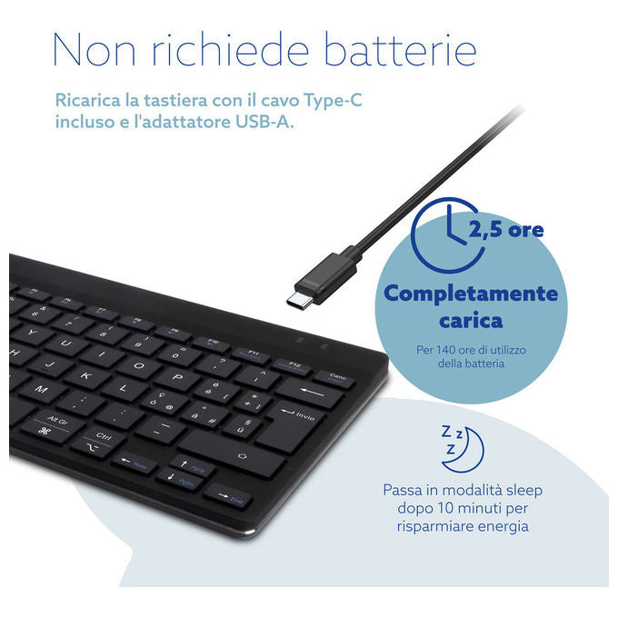 R-Go Tools, Tastiera Ergonomica Compact Break, QWERTY Italiano, USB Nera