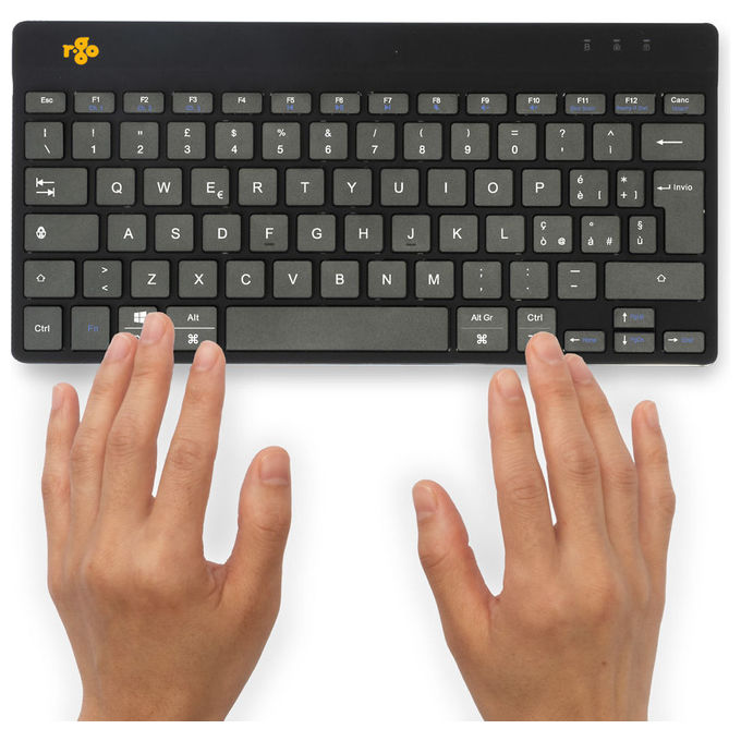 R-Go Tools, Tastiera Ergonomica Compact Break, QWERTY Italiano, USB Nera