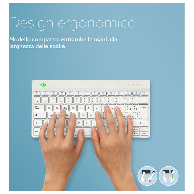 R-Go Tools, Tastiera Wireless, Compact Break, QWERTY Italiano, Bluetooth, Bianca